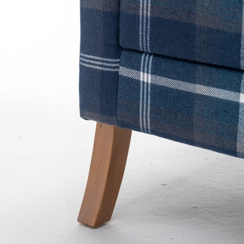 (Blue) Wingback Fireside Armchair Tartan Fabric 1
