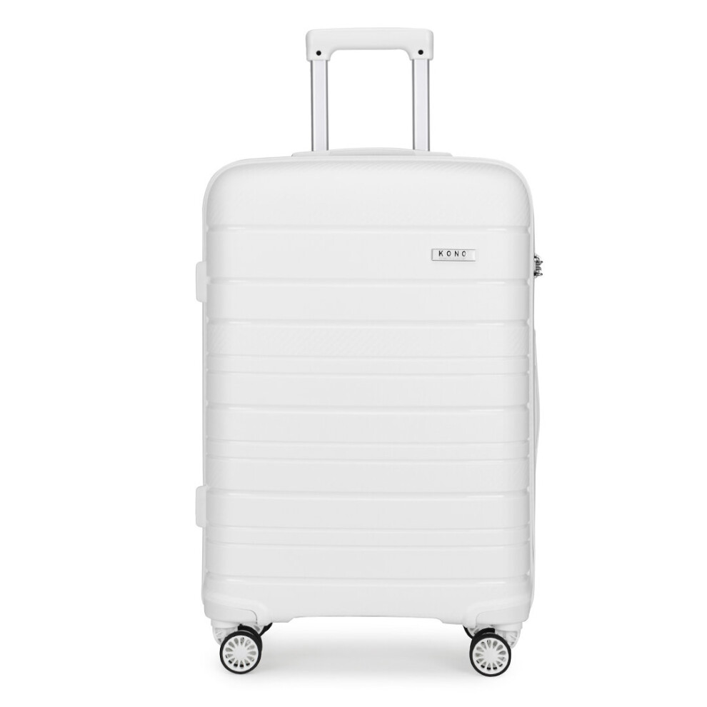 (white, 20-inch) Miss Lulu Multi Texture Hard Shell PP Suitcase Classic Collection