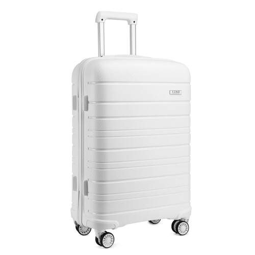 (white, 24-inch) 20/24/28 inch Multi Texture Hard Shell PP Suitcase Classic Collection With TSA Lock 1