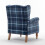 (Blue) Wingback Fireside Armchair Tartan Fabric 10