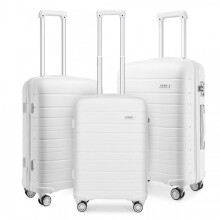 (white, 20/24/28-inch) 20/24/28 inch Multi Texture Hard Shell PP Suitcase Classic Collection With TSA Lock