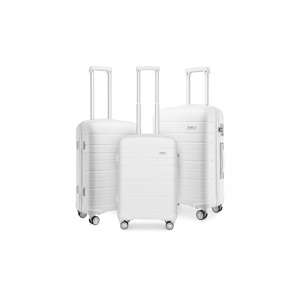 (white, 20/24/28-inch) Miss Lulu Multi Texture Hard Shell PP Suitcase Classic Collection