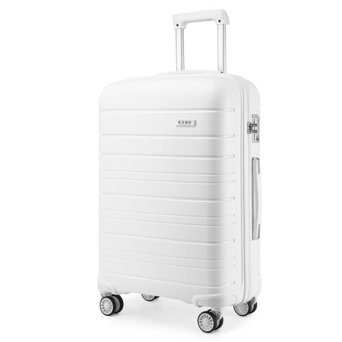 (white, 24-inch) 20/24/28 inch Multi Texture Hard Shell PP Suitcase Classic Collection With TSA Lock 2