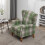 (Green) Wingback Fireside Armchair Tartan Fabric 2