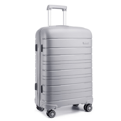 (grey, 24-inch) 20/24/28 inch Multi Texture Hard Shell PP Suitcase Classic Collection With TSA Lock 1