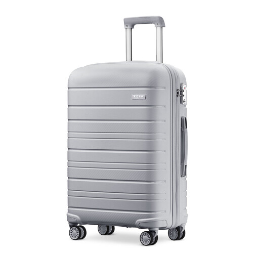 (grey, 24-inch) 20/24/28 inch Multi Texture Hard Shell PP Suitcase Classic Collection With TSA Lock 2