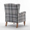 (Grey) Wingback Fireside Armchair Tartan Fabric 6