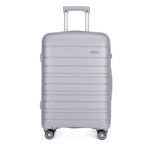 (grey, 20-inch) 20/24/28 inch Multi Texture Hard Shell PP Suitcase Classic Collection With TSA Lock