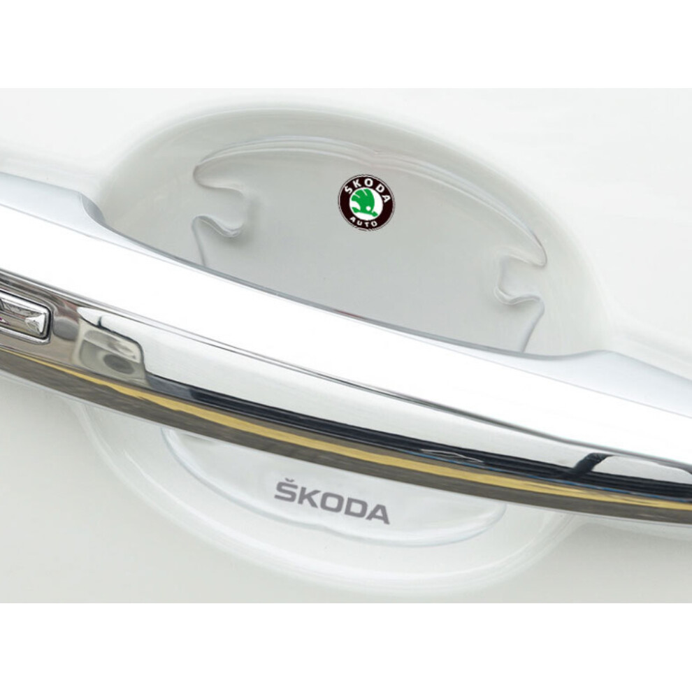 (SKODA) 4Pcs Clear Car Door Handle Films Sticker Protector