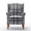 (Grey) Wingback Fireside Armchair Tartan Fabric 3