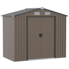 Outsunny Garden Shed Storage Unit w/ Locking Door Foundation Vent Brown