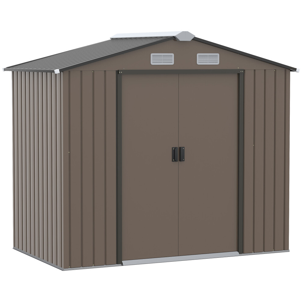 Outsunny Garden Shed Storage Unit w/ Locking Door Foundation Vent Brown