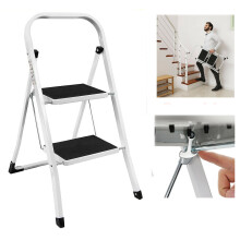 Folding 2 Step Stool Anti Slip Rubber Feet Portable and Foldable Easy to Store for Home Kitchen Garage Garden 330lbs Capacity