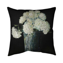 Begin Home Decor 5541-2020-FL358 20 x 20 in. White Hydrangea Flowers-Double Sided Print Indoor Pillow