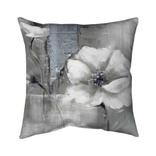 Begin Home Decor 5541-2020-FL37 20 x 20 in. Monochrome & Silver Flowers-Double Sided Print Indoor Pillow