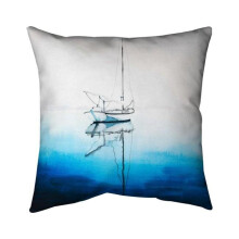 Begin Home Decor 5541-2020-CO99 20 x 20 in. White Boat on A Deep Blue Water-Double Sided Print Indoor Pillow