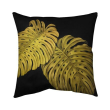 Begin Home Decor 5541-2626-FL356 26 x 26 in. Gold Monstera-Double Sided Print Indoor Pillow
