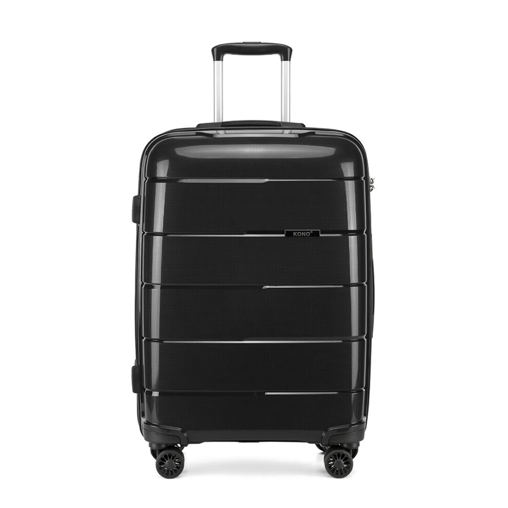 (Black, 24 inch) 20/24/28 Inch PP Hard Shell Suitcase Travel Trolley With TSA Lock-image-OPC-PBJZ67S-NEW