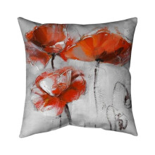 Begin Home Decor 5541-2626-FL53 26 x 26 in. Red Flowers-Double Sided Print Indoor Pillow