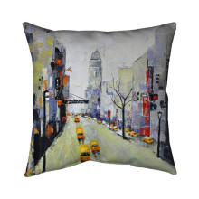 Begin Home Decor 5541-2626-CI33 26 x 26 in. Grey Street with Yellow & Red Accents-Double Sided Print Indoor Pillow