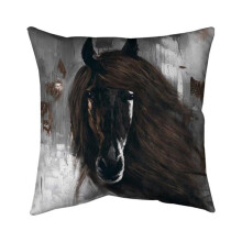 Begin Home Decor 5541-2626-AN123-1 26 x 26 in. Dark Brown Horse-Double Sided Print Indoor Pillow
