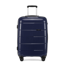 (Navy, 24 inch) 20/24/28 Inch PP Hard Shell Suitcase Travel Trolley With TSA Lock