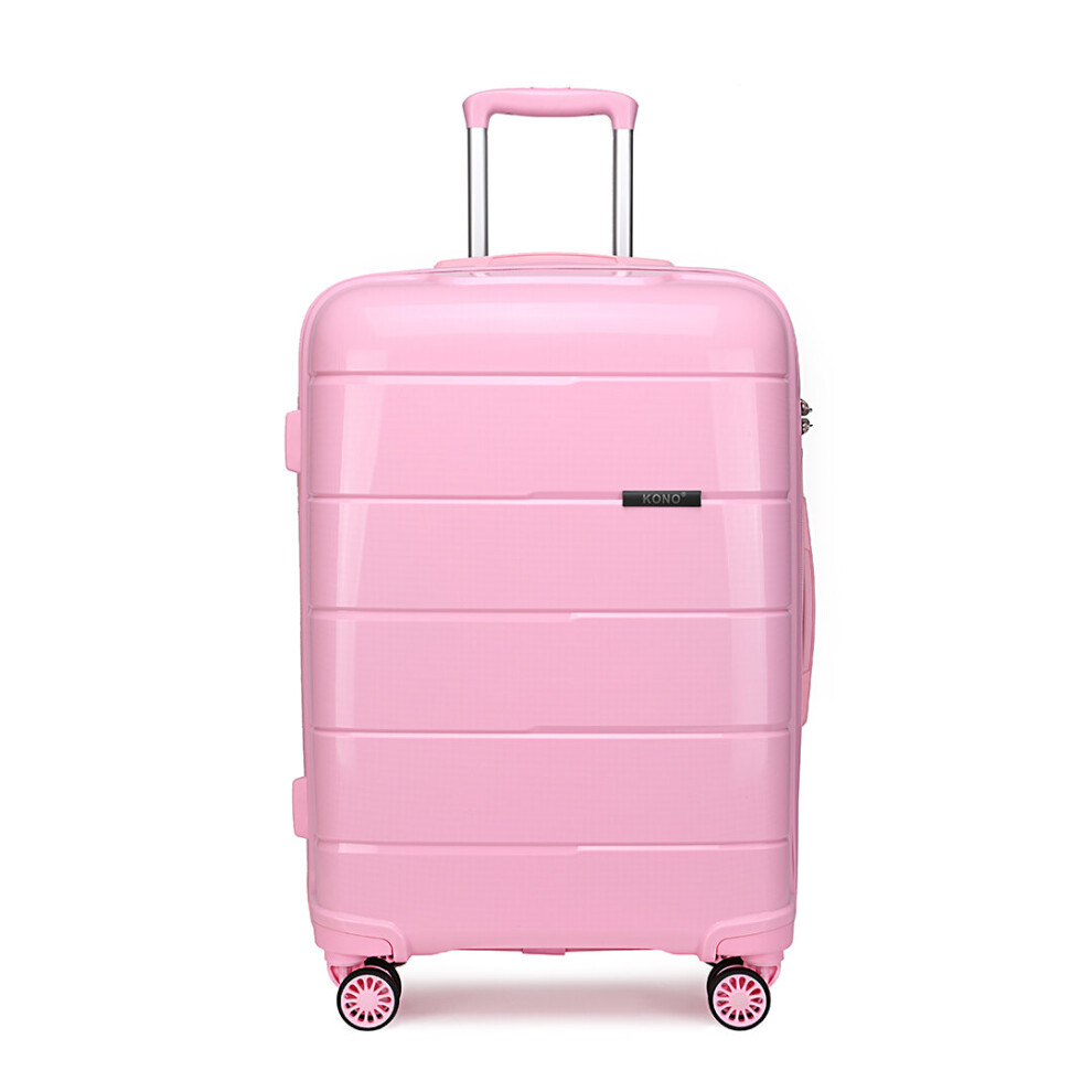 (Pink, 24 inch) Miss Lulu Hard Shell PP Suitcase