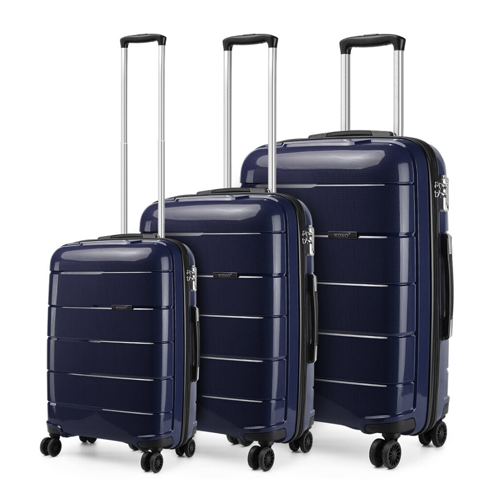 (Navy, 20/24/28 inch) Miss Lulu Hard Shell PP Suitcase