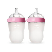 Comotomo Soft Hygienic Silicone Baby Feeding Bottle - Natural Feel, Pink, Wide-Neck, Anti-Colic, Leak-Proof, Easy to Clean