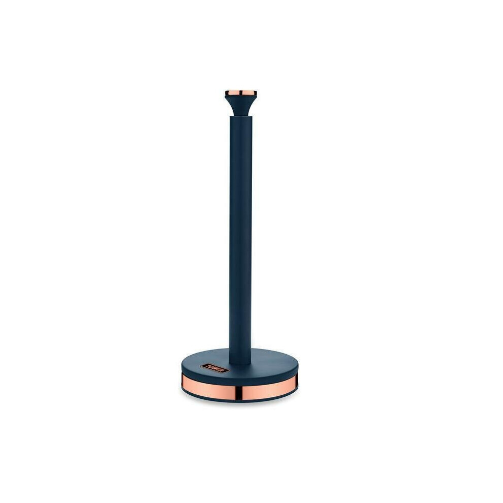 TOWER Kitchen Midnight Blue & Rose Gold Cavaletto Kitchen Roll Holder Towel Pole