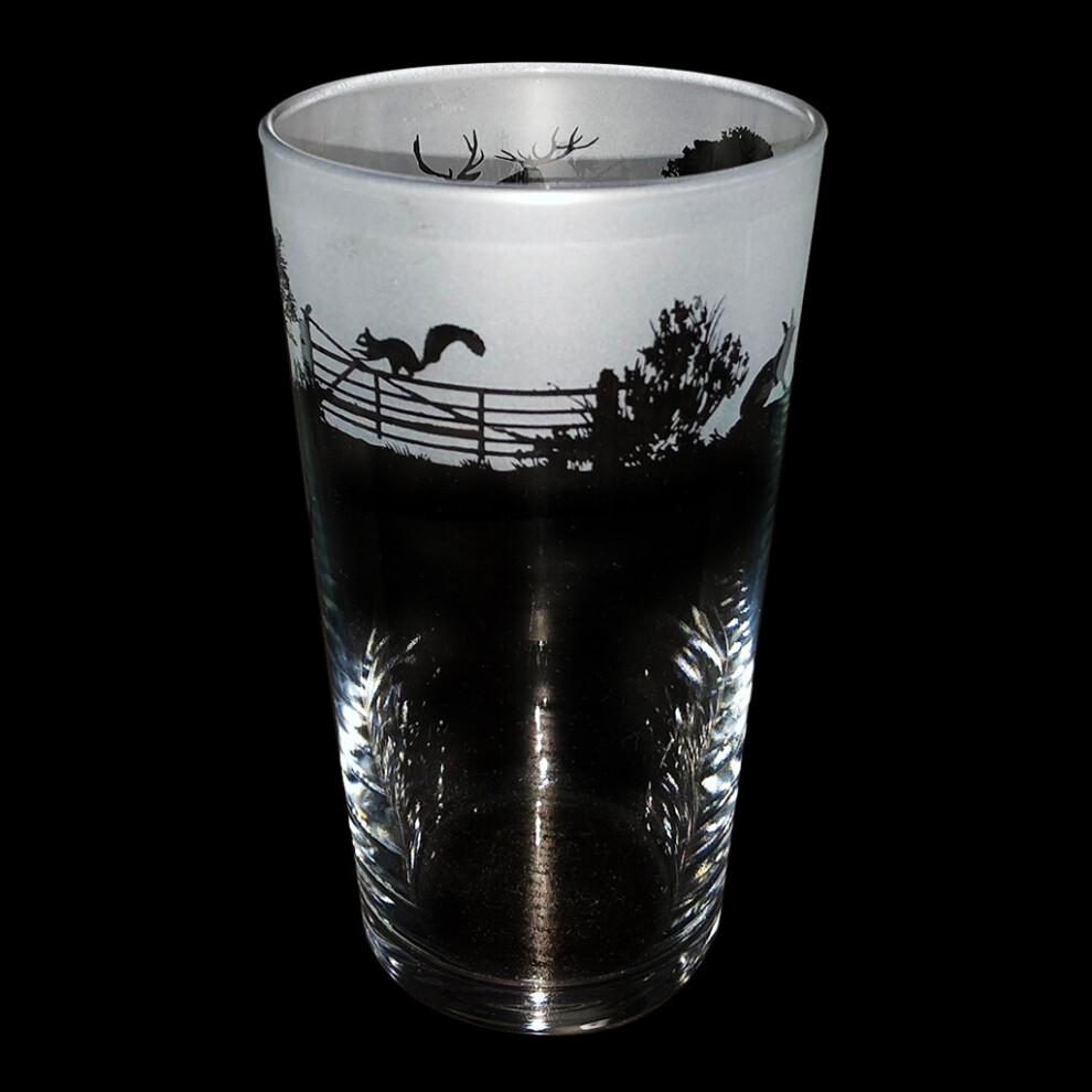 Beer Pint Glass Etch Decorative Drinking Animal Gift For Him Woodland