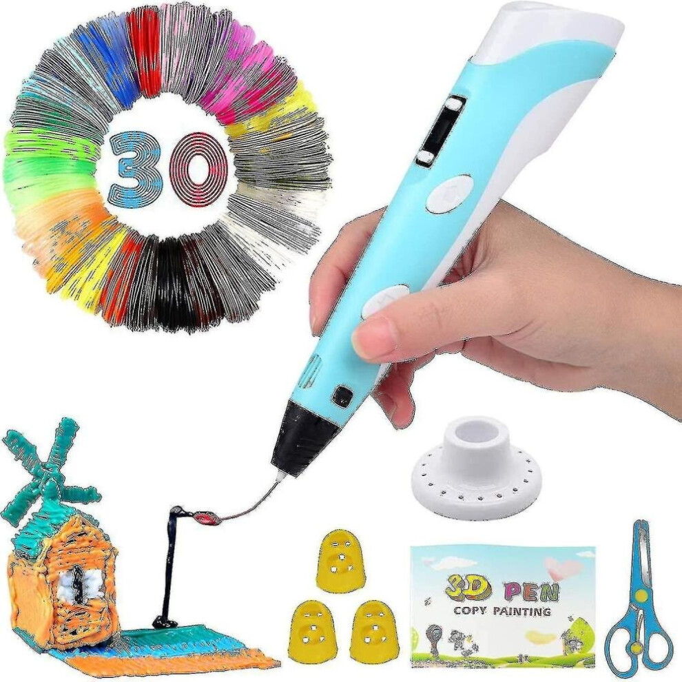 Intelligent 3d Pen With Led Display, 3d Printing Pen With Usb Charging,30 Colors Pla Filament Refills, Compatible Pla & Abs,perfect Arts Crafts Gift