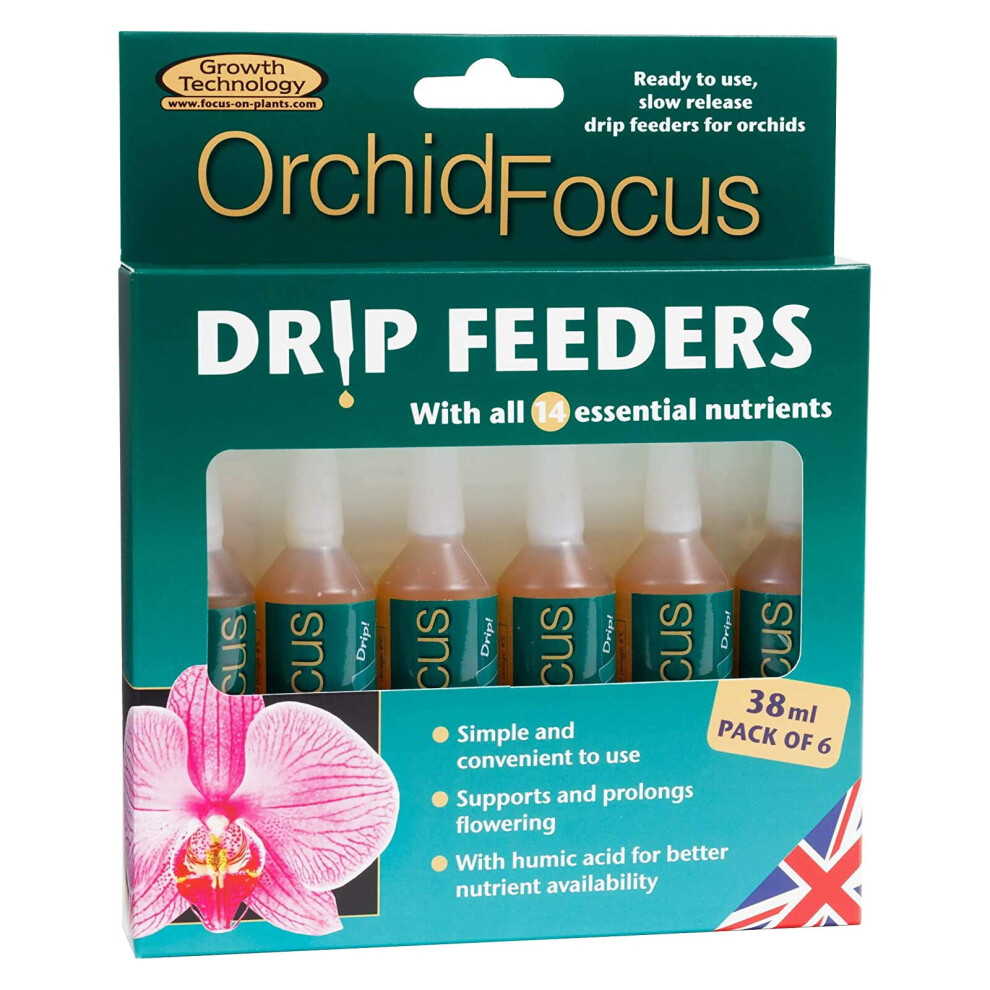 Growth Technology Orchid Feed Easy Drip Feeders House Plant Nutrients 6 X 38Ml