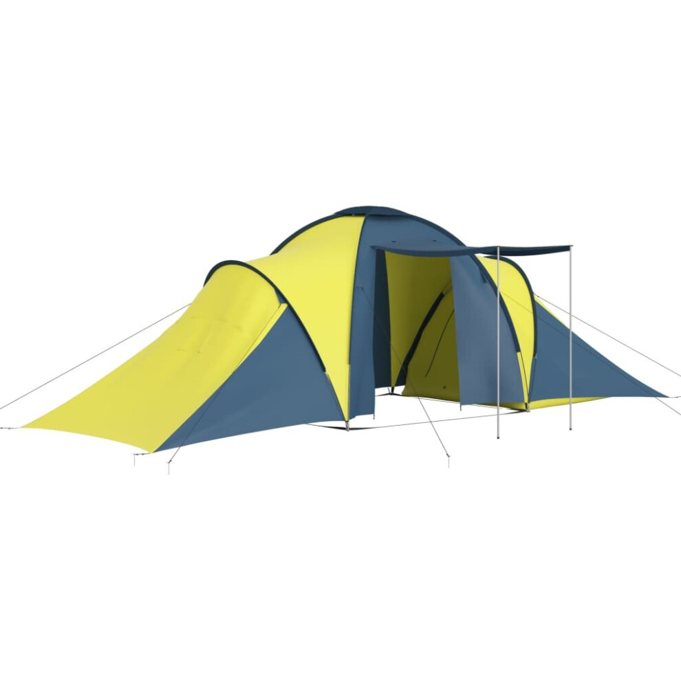 vidaXL Camping Tent 6 Persons Blue and Yellow Outdoor Hiking Sleeping House