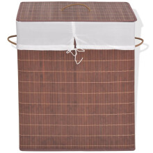 vidaXL Bamboo Laundry Bin Rectangular Brown Washing Clothes Storage Basket