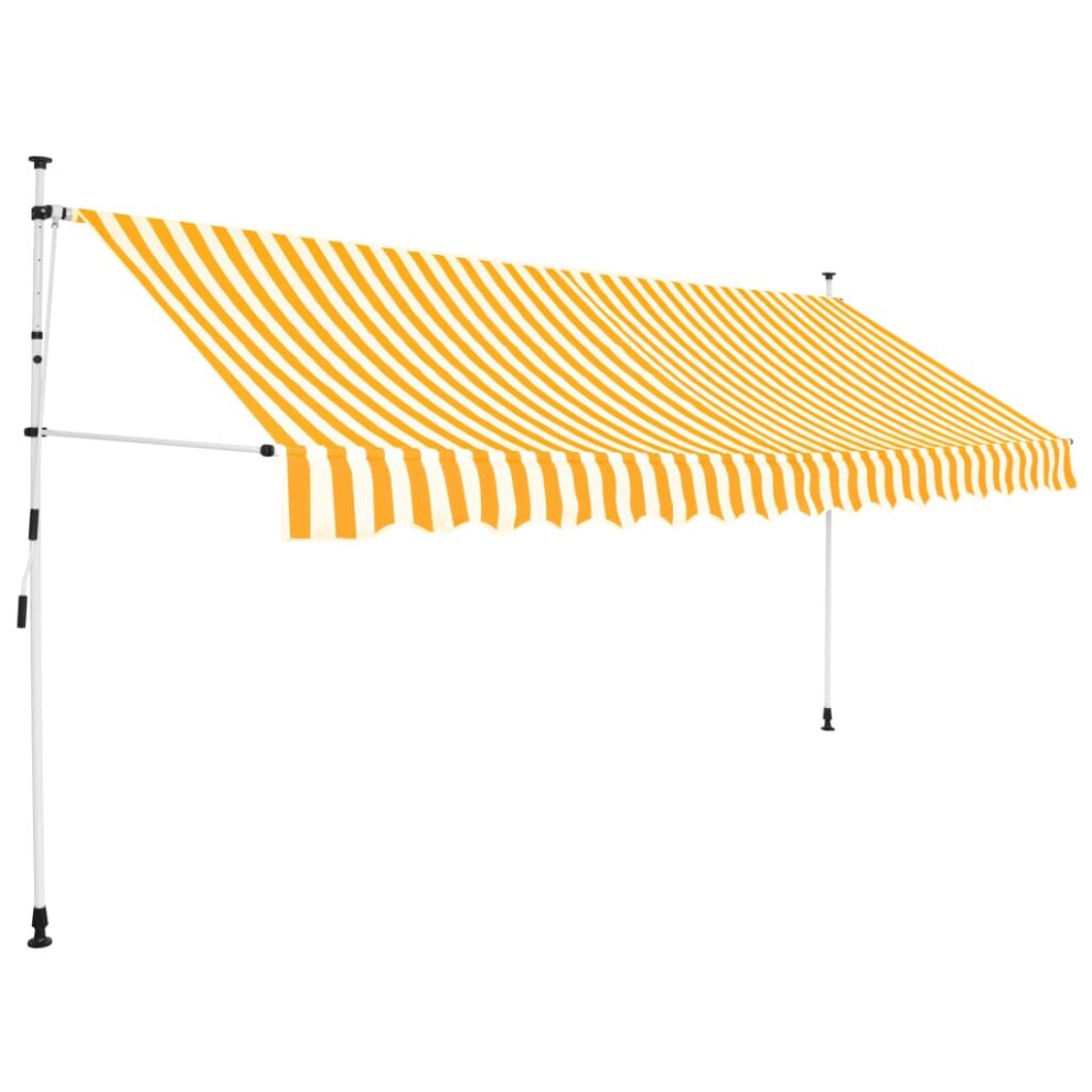 vidaXL Manual Retractable Awning 350cm Orange and White Stripes Window Canopy