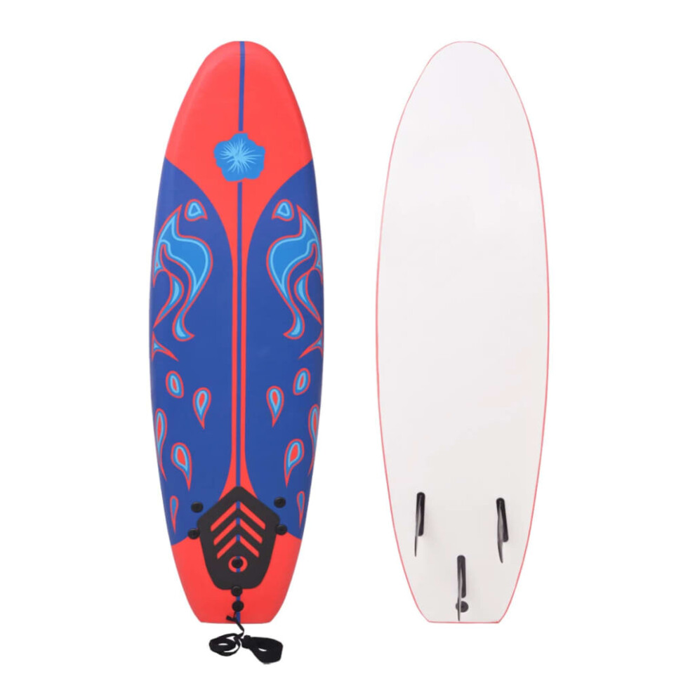 vidaXL Surfboard Blue and Red Outdoor Recreation Surfing Wave Riding Board