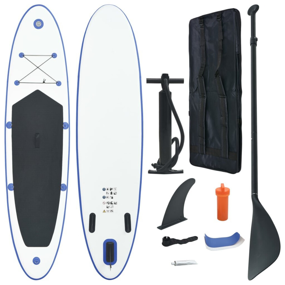vidaXL Stand Up Paddle Board Set Sup Board Surfboard Inflatable Blue and White