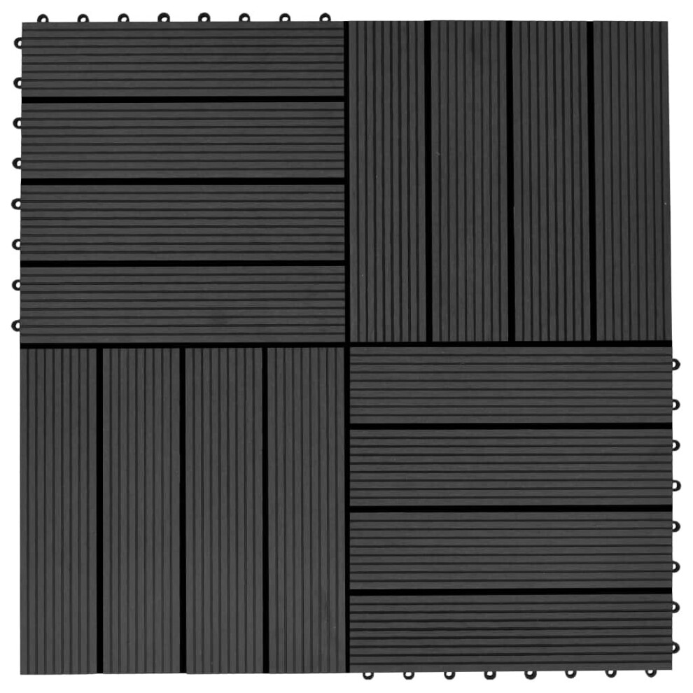 vidaXL 11x Decking Tiles WPC 30x30cm 1sqm Black Patio Paving Flooring Board