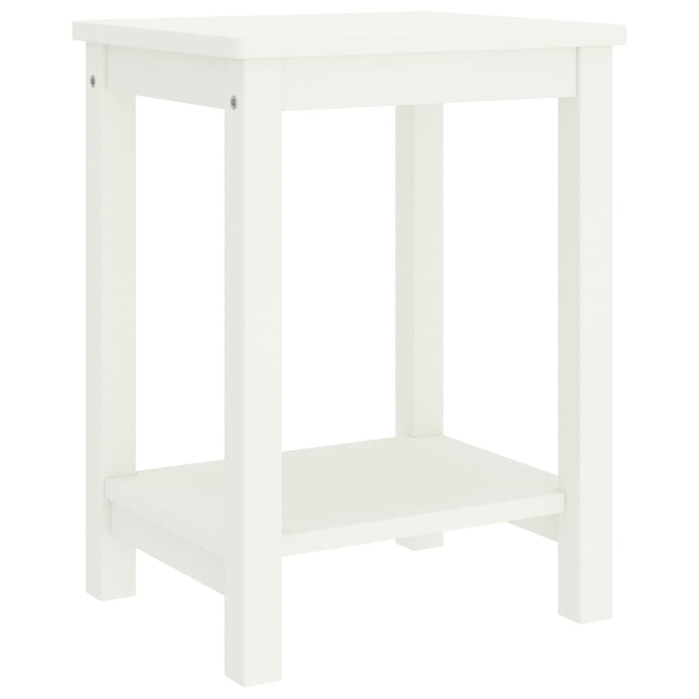 vidaXL Solid Wood Pine Bedside Cabinet White Wooden End Side Table Nightstand