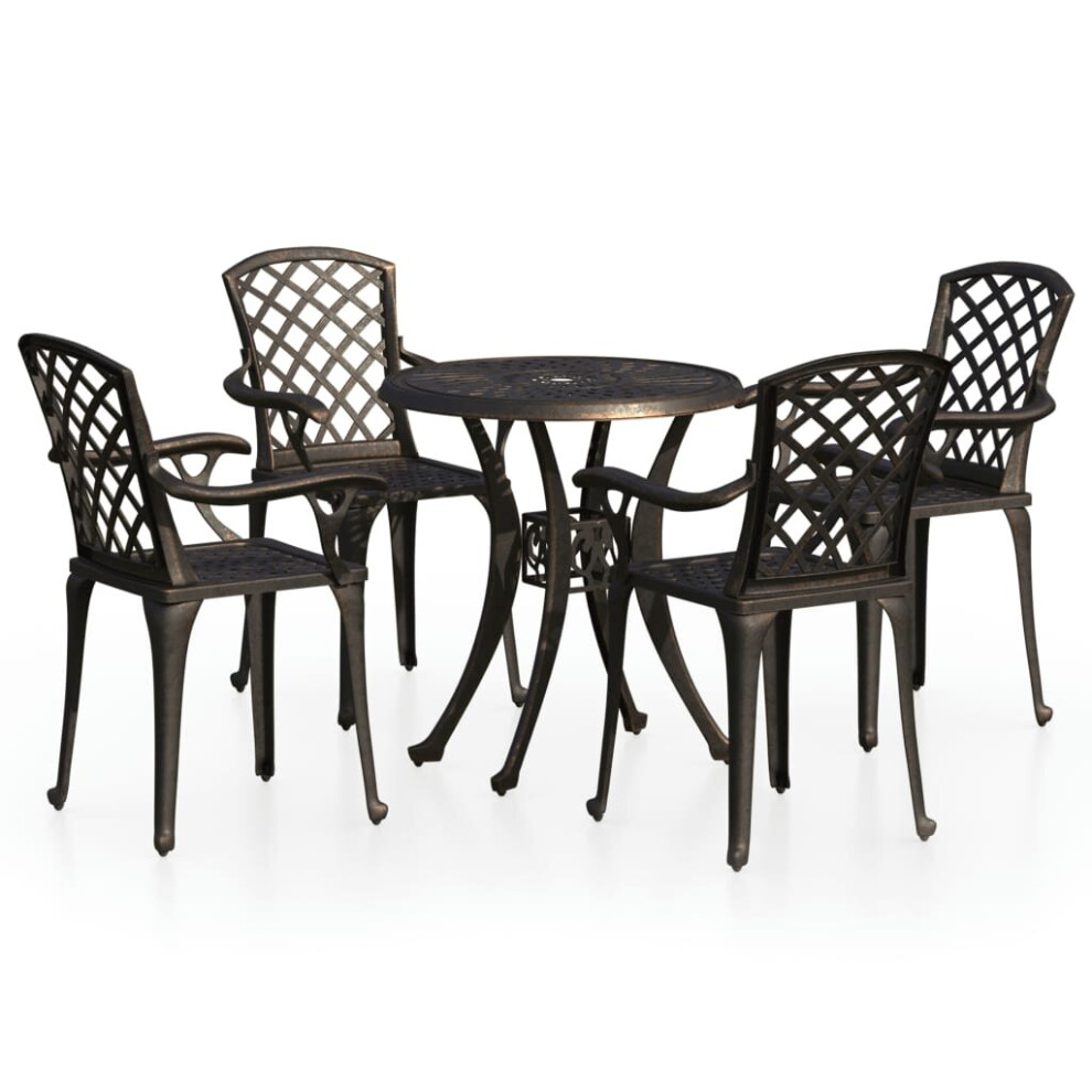 Vidaxl Biatro Set 5 Piece Cast Aluminium Bronze Garden Table Chairs Furniture