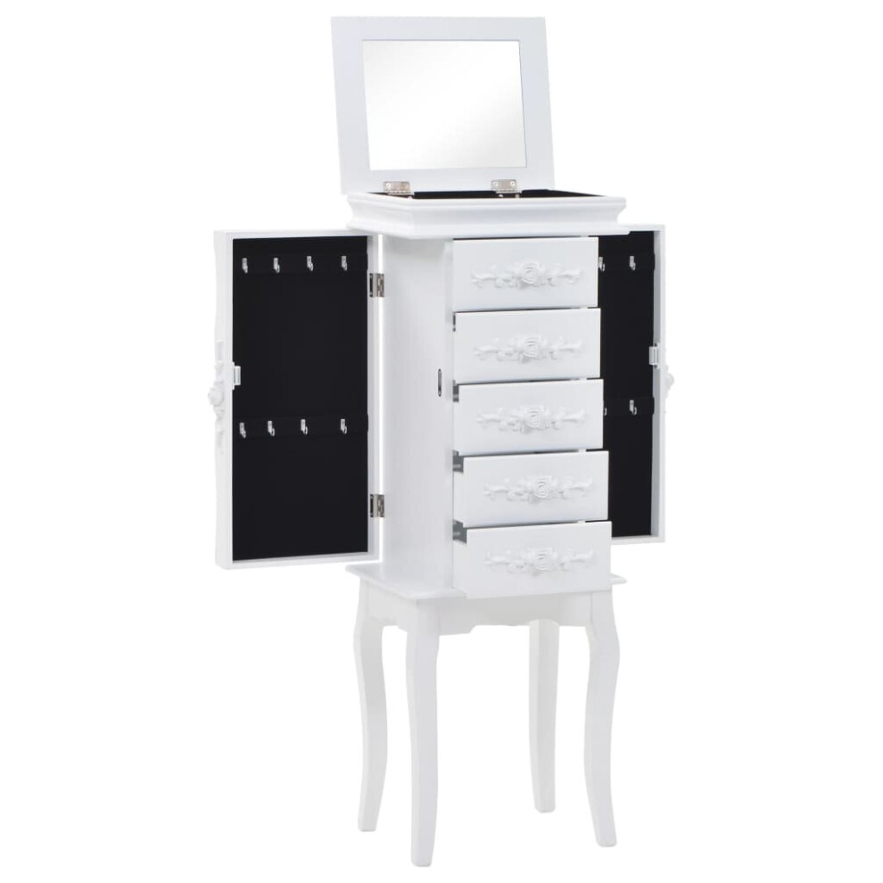 vidaXL Free Standing Jewelry Cabinet White Jewelry Box Cosmetic Cabinet