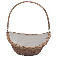 vidaXL Firewood Basket with Handle Willow 57x46.5x52cm Brown Storage Holder