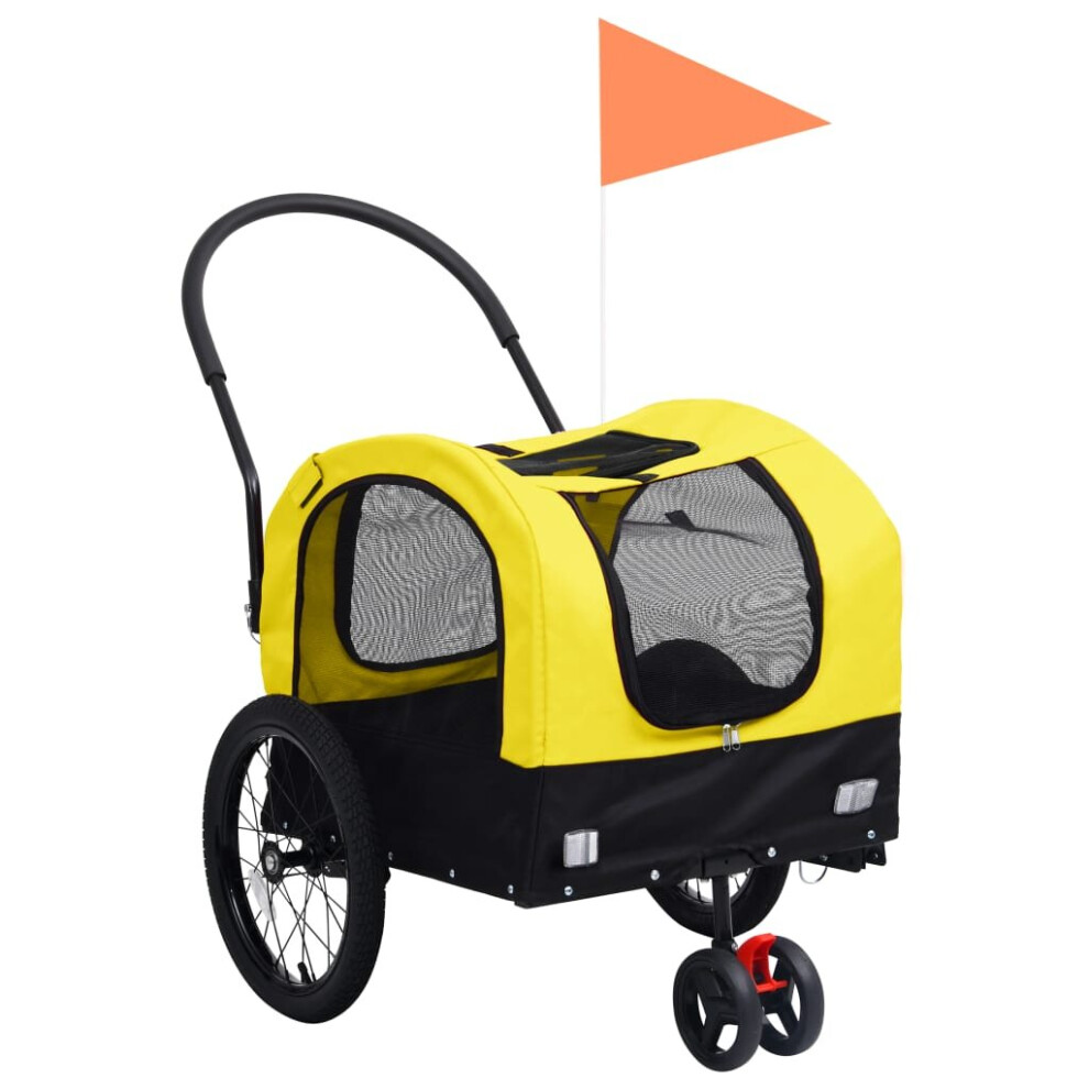 Vidaxl 2-In-1 Pet Bike Trailer And Jogging Stroller Carrier And Yellow/Black