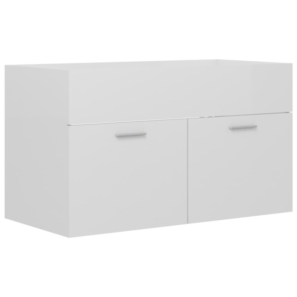 vidaXL Sink Cabinet High Gloss White Engineered Wood Laundry Room Rack Storage