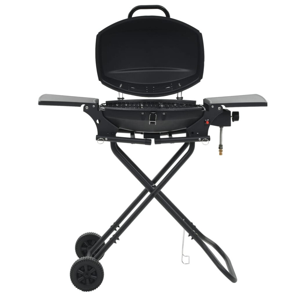 vidaXL Portable Gas BBQ Grill with Cooking Zone Black Garden Barbecue Burner