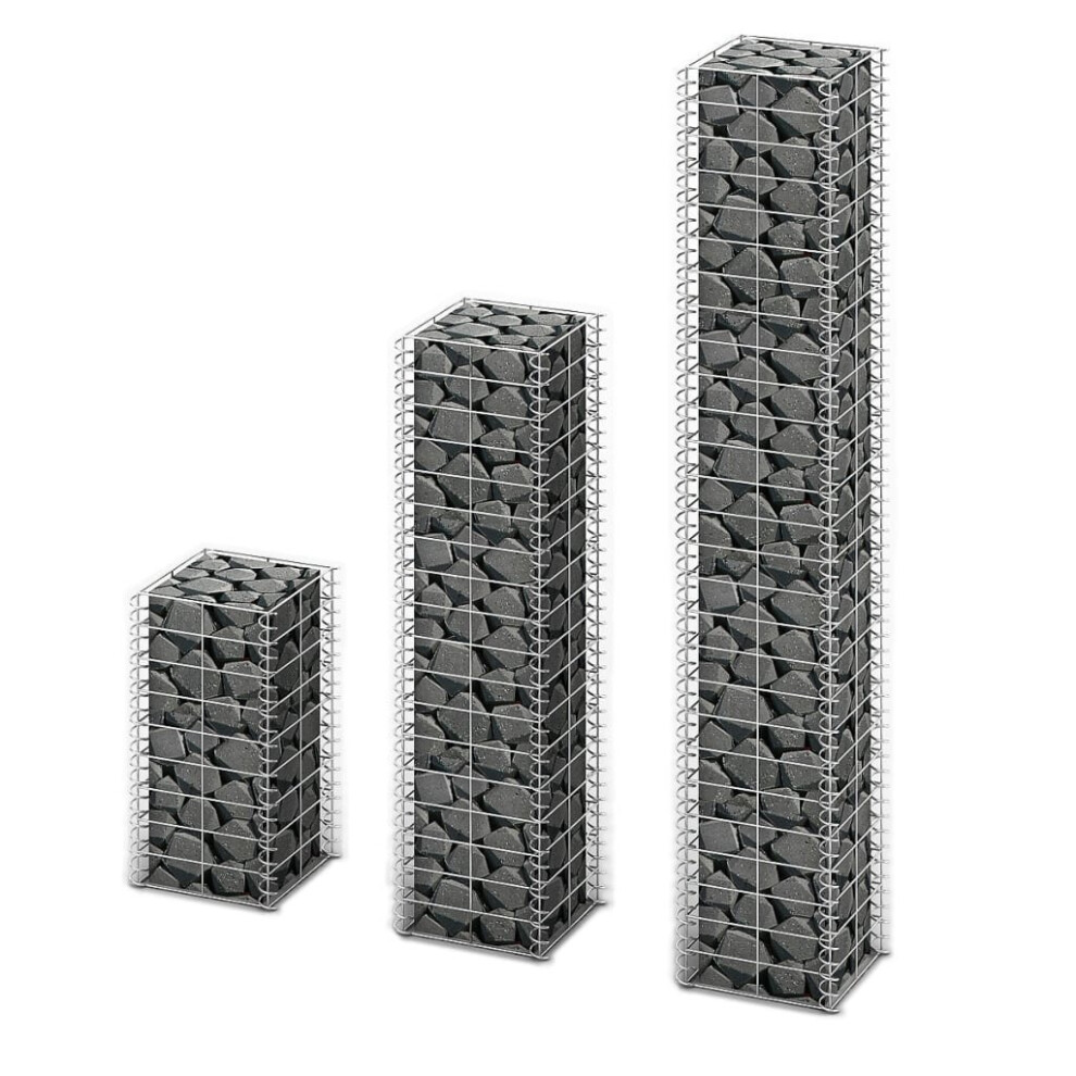 vidaXL 3x Gabions Garden Wall Stone Galvanized Wire 50/100/150 cm Basket Mesh