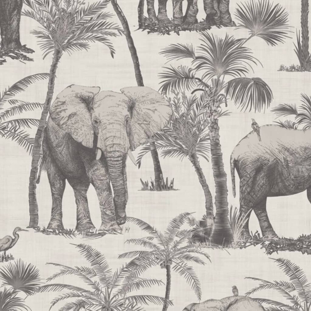 DUTCH WALLCOVERINGS Wallpaper Elephant Grove Charcoal Decor Wall Covering