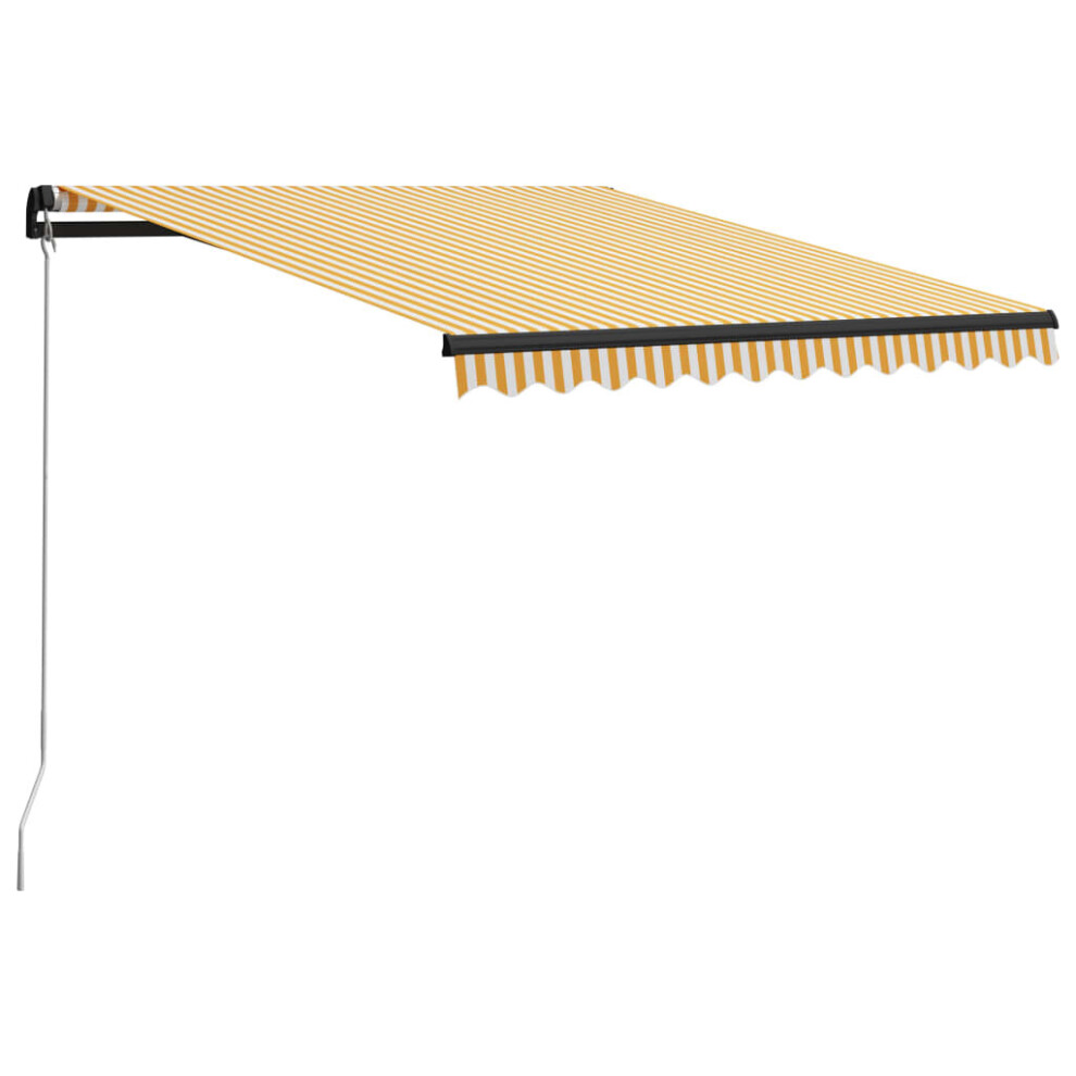 vidaXL Manual Retractable Awning 300x250cm Yellow and White Outdoor Arm Awning