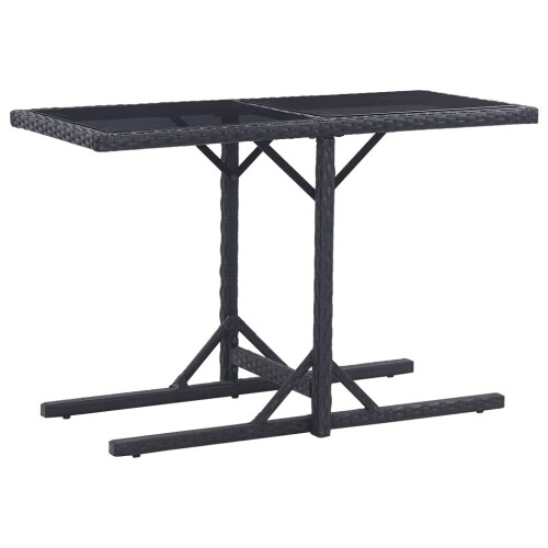 VidaXL vidaXL Gartentisch Schwarz 1105372 cm Glas und Poly Rattan